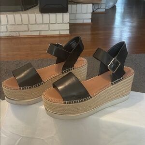 Steve Madden Women’s Black Espadrille Platform Sandals with Ankle Strap